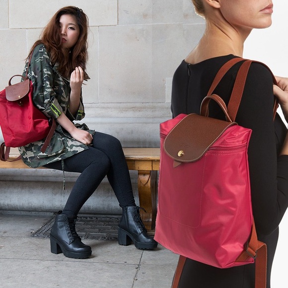 Longchamp Red Le Pliage Nylon Canvas Original Backpack - Picture 7 of 9